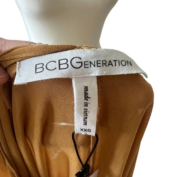 BCBGENERATION Camel Tan Peasant Dress Size XXS NEW - Picture 4 of 4